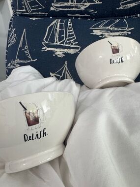 RAE DUNN DeLish White  Coffee Bowls - Set of 2